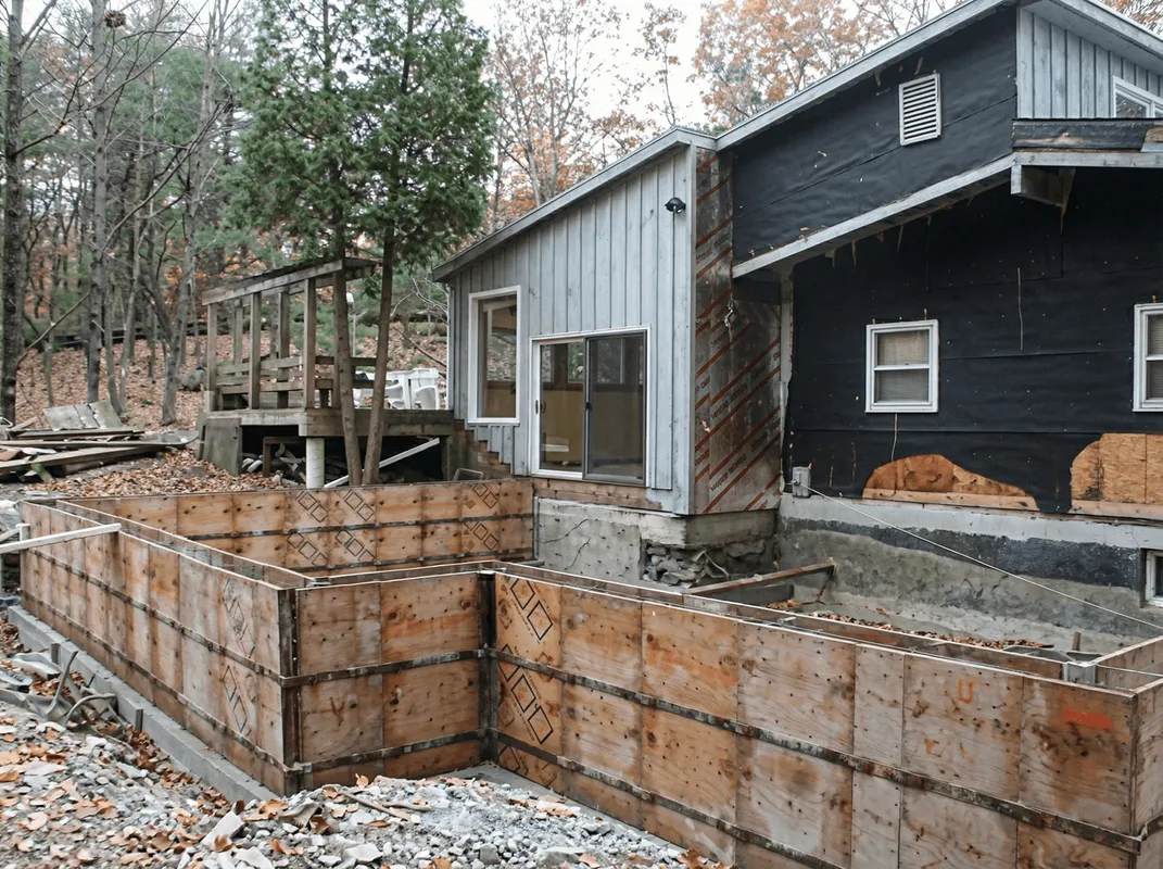 Prepared site with foundation forms for home remodeling and addition project in Fresno, CA